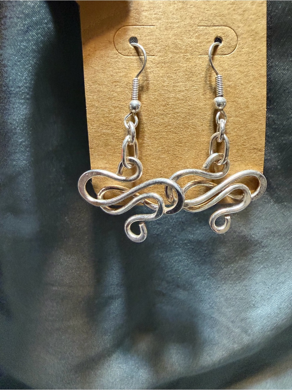 Source Unknown Silver Swirl Drop Earrings